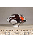 Blown Glass Dome with White, Black & Orange Abstract Décor