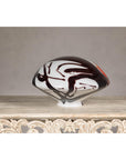 Blown Glass Dome with White, Black & Orange Abstract Décor