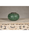 Vintage Bronze Bowl with Generous Rounded Silhouette and Verdigris Patina