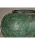 Vintage Bronze Bowl with Generous Rounded Silhouette and Verdigris Patina