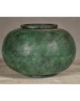 Vintage Bronze Bowl with Generous Rounded Silhouette and Verdigris Patina