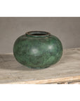 Vintage Bronze Bowl with Generous Rounded Silhouette and Verdigris Patina