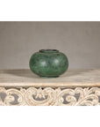 Vintage Bronze Bowl with Generous Rounded Silhouette and Verdigris Patina