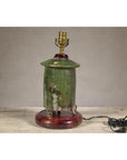 Green Glazed Terracotta Table Lamp on Circular Base