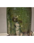 Green Glazed Terracotta Table Lamp on Circular Base