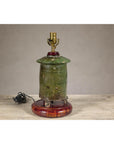 Green Glazed Terracotta Table Lamp on Circular Base
