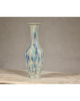 Multi-Color Vase with Blue and Green Drip Accent on Cream Ground