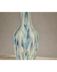 Multi-Color Vase with Blue and Green Drip Accent on Cream Ground
