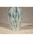 Multi-Color Vase with Blue and Green Drip Accent on Cream Ground