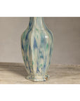 Multi-Color Vase with Blue and Green Drip Accent on Cream Ground