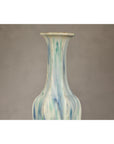 Multi-Color Vase with Blue and Green Drip Accent on Cream Ground