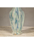 Multi-Color Vase with Blue and Green Drip Accent on Cream Ground