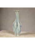 Multi-Color Vase with Blue and Green Drip Accent on Cream Ground