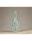 Multi-Color Vase with Blue and Green Drip Accent on Cream Ground