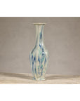 Multi-Color Vase with Blue and Green Drip Accent on Cream Ground