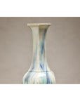 Multi-Color Vase with Blue and Green Drip Accent on Cream Ground
