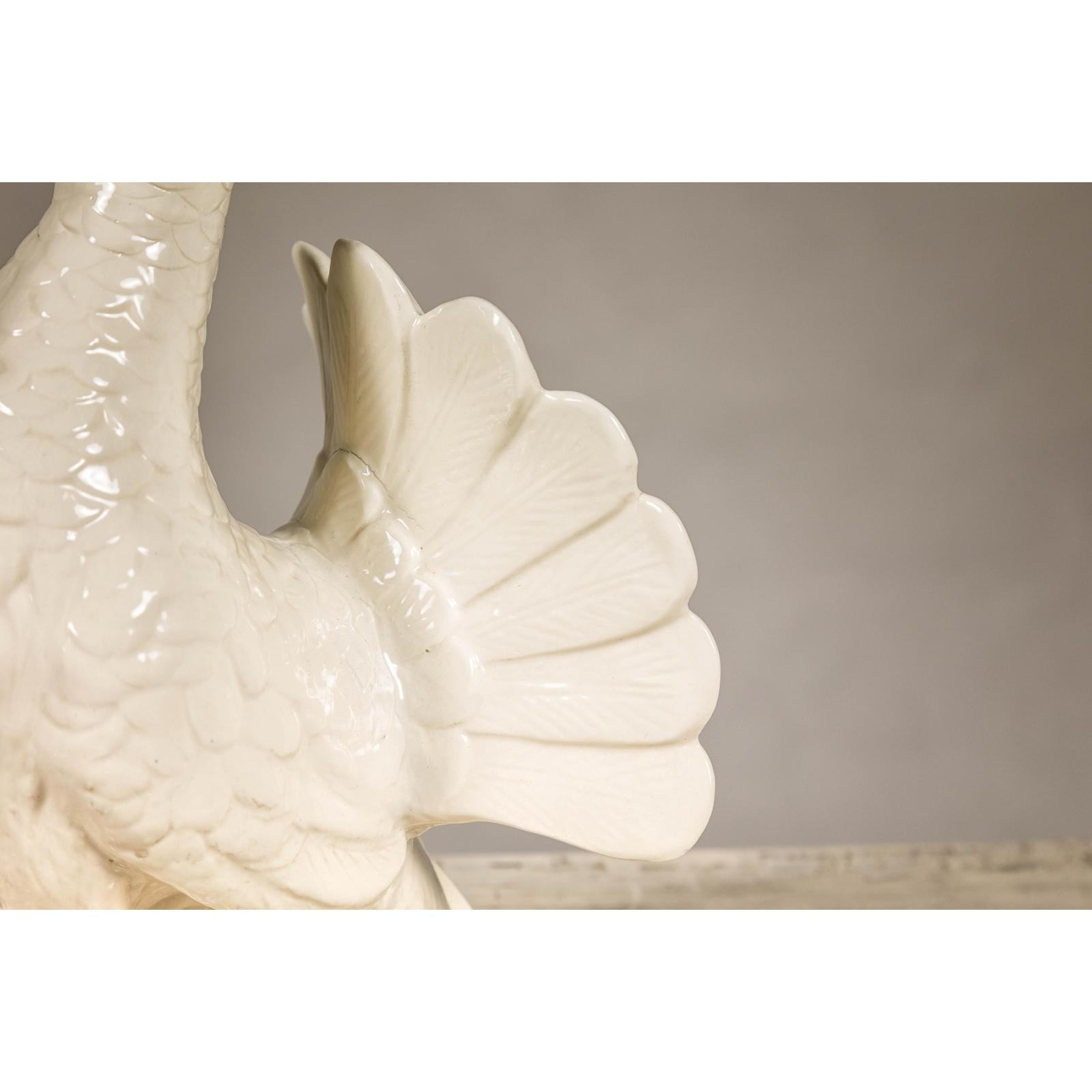 Petite Blanc de Chine Porcelain Fantail Pigeon Sculpture, Vintage