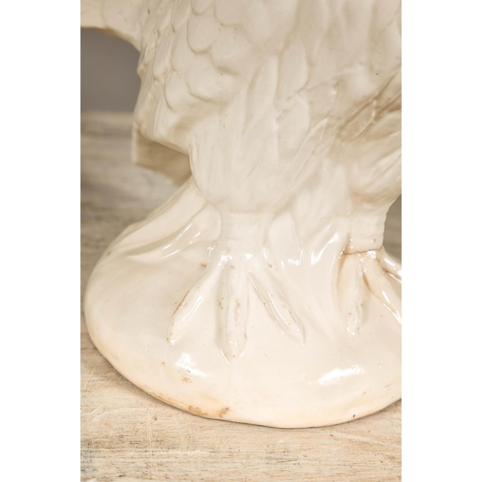 Petite Blanc de Chine Porcelain Fantail Pigeon Sculpture, Vintage
