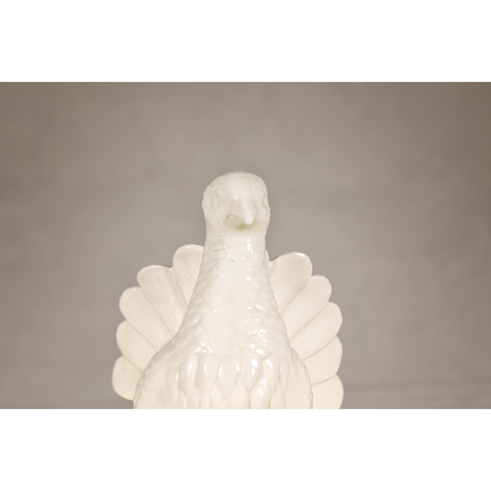 Petite Blanc de Chine Porcelain Fantail Pigeon Sculpture, Vintage