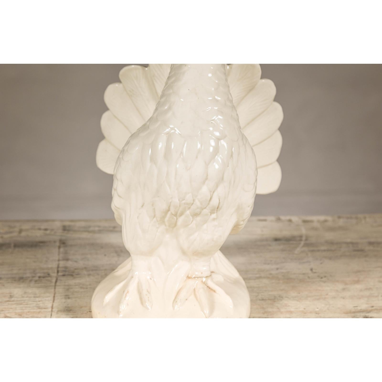 Petite Blanc de Chine Porcelain Fantail Pigeon Sculpture, Vintage