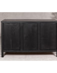 Black Lacquer Sideboard with Rubbed Edges, Brass Hardware, Doors and Drawers