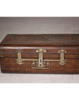 Set of Three British 1920s Metal Traveling Trunks for Export with Brass Hardware