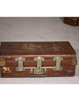 Set of Three British 1920s Metal Traveling Trunks for Export with Brass Hardware