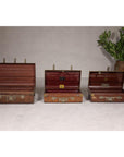 Set of Three British 1920s Metal Traveling Trunks for Export with Brass Hardware