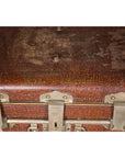 Set of Three British 1920s Metal Traveling Trunks for Export with Brass Hardware