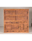 Antique Japanese Taishō Two-Part Tansu Chest with Drawers and Sliding Doors