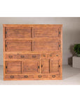 Antique Japanese Taishō Two-Part Tansu Chest with Drawers and Sliding Doors