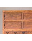Antique Japanese Taishō Two-Part Tansu Chest with Drawers and Sliding Doors