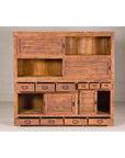 Antique Japanese Taishō Two-Part Tansu Chest with Drawers and Sliding Doors