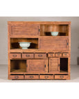 Antique Japanese Taishō Two-Part Tansu Chest with Drawers and Sliding Doors