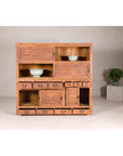 Antique Japanese Taishō Two-Part Tansu Chest with Drawers and Sliding Doors