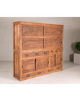 Antique Japanese Taishō Two-Part Tansu Chest with Drawers and Sliding Doors