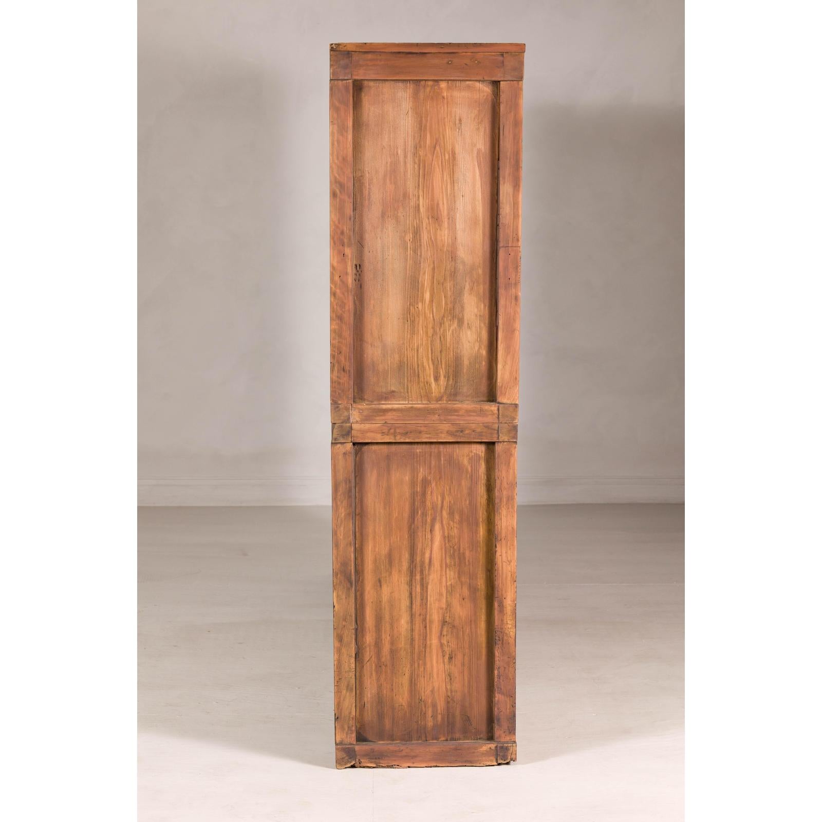 Antique Japanese Taishō Two-Part Tansu Chest with Drawers and Sliding Doors