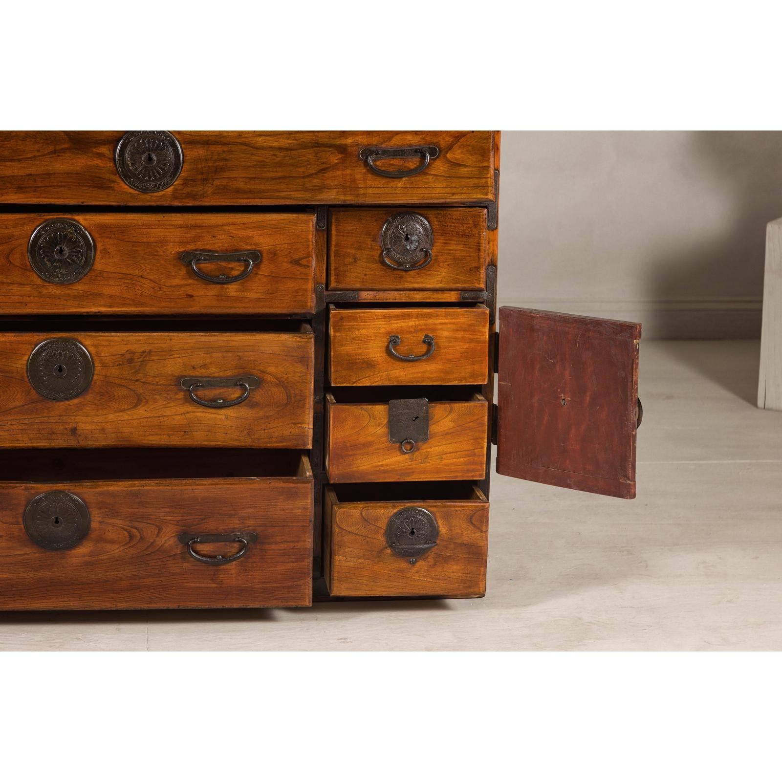 Late Meiji Keyaki Merchant Tansu Chest with Iron Fittings