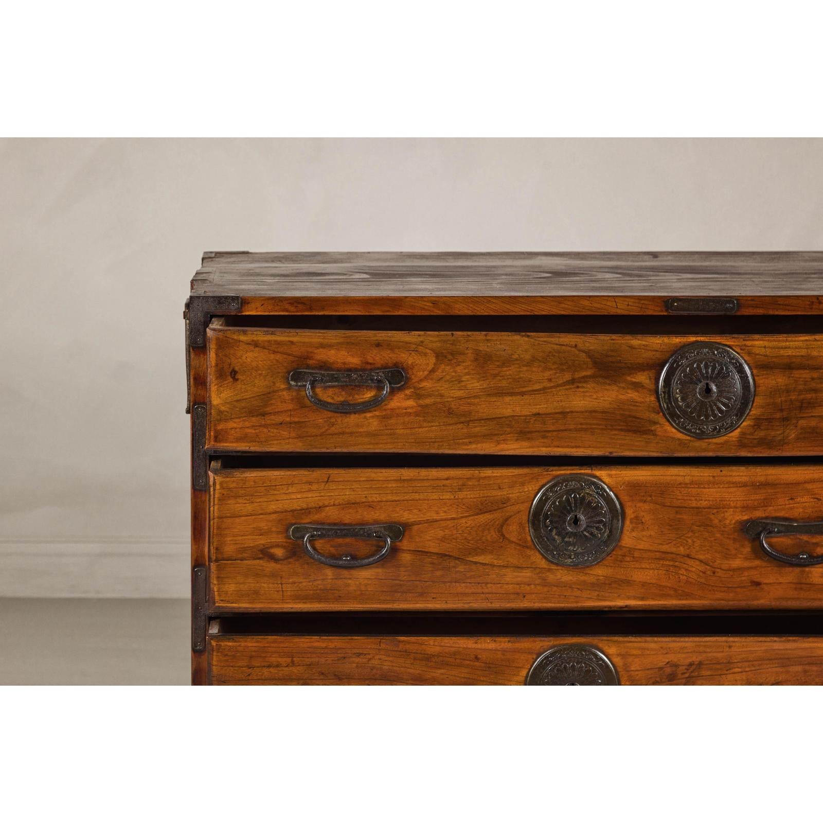 Late Meiji Keyaki Merchant Tansu Chest with Iron Fittings