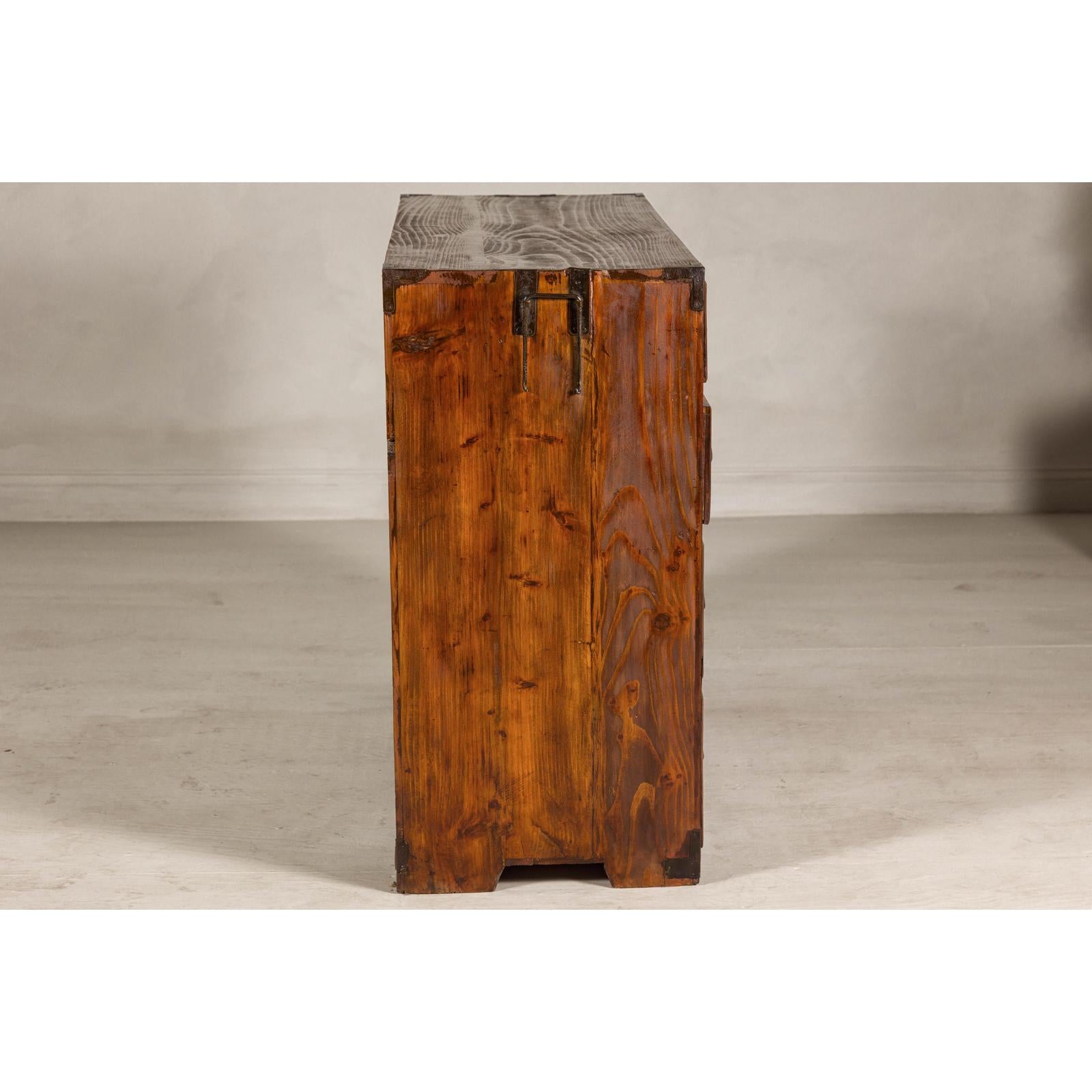 Late Meiji Keyaki Merchant Tansu Chest with Iron Fittings