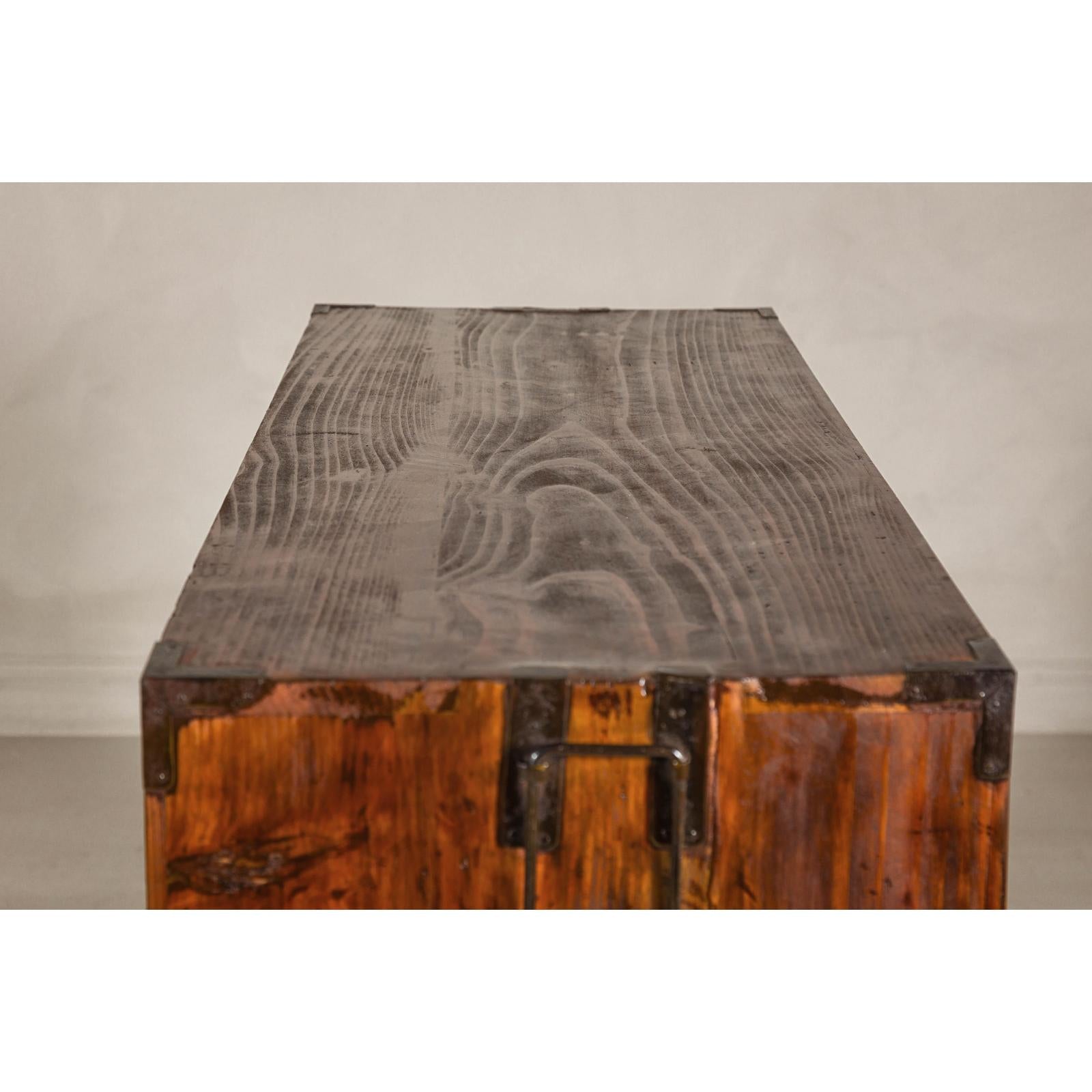 Late Meiji Keyaki Merchant Tansu Chest with Iron Fittings