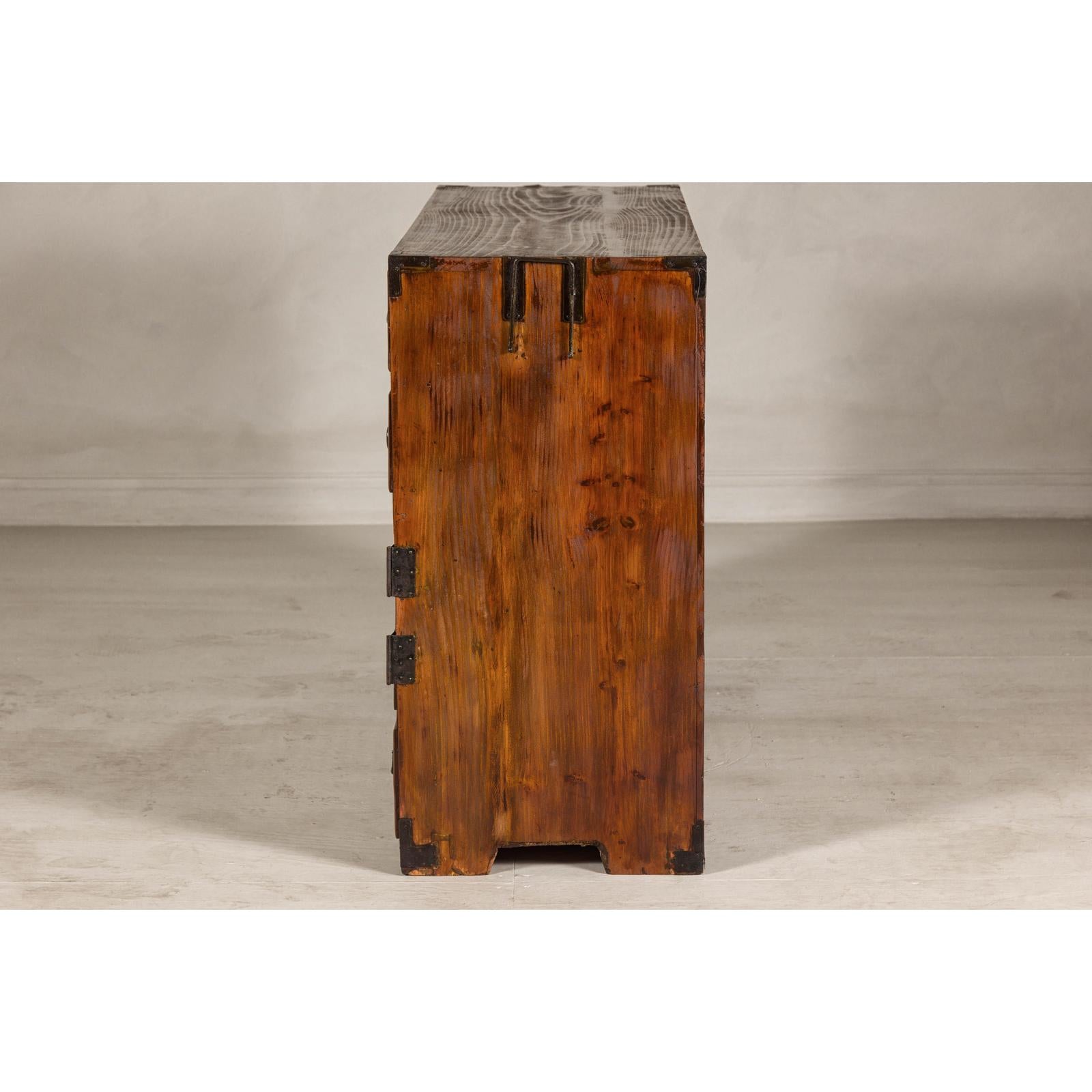 Late Meiji Keyaki Merchant Tansu Chest with Iron Fittings