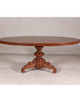 Dutch Colonial Oval Pedestal Dining Table with Scrolling Base, Late 19th Century