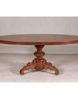 Dutch Colonial Oval Pedestal Dining Table with Scrolling Base, Late 19th Century