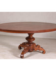 Dutch Colonial Oval Pedestal Dining Table with Scrolling Base, Late 19th Century