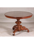 Dutch Colonial Oval Pedestal Dining Table with Scrolling Base, Late 19th Century