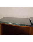 Art Deco Burl Walnut Buffet with Green Marble Top and Shelved Interior