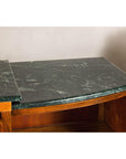 Art Deco Burl Walnut Buffet with Green Marble Top and Shelved Interior