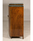 Art Deco Burl Walnut Buffet with Green Marble Top and Shelved Interior