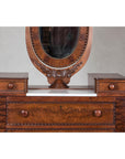 Late 19th Century Flaming Walnut Dresser with Tilting Mirror and Marble Inset